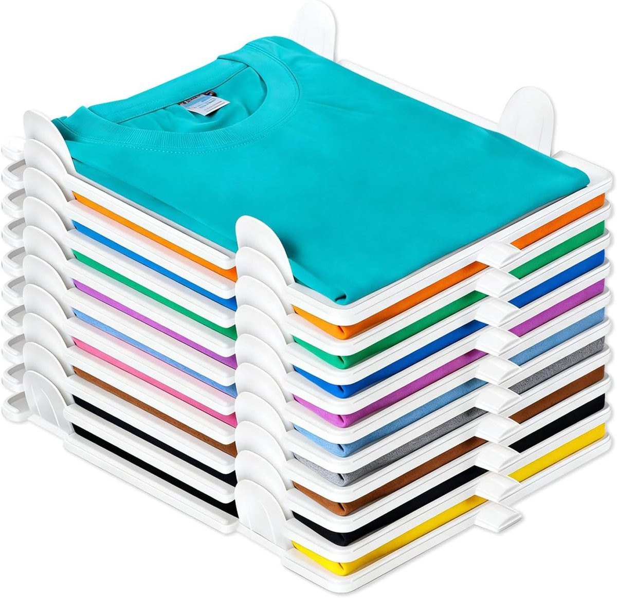Set van 10 stapelbare T-shirt organizers voor kledingkast, badkamer en keuken