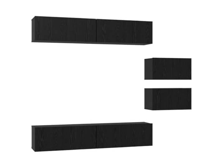 LMTYOENFG 6-Teilig TV-Schrank Set Wandmontiert Schwarz Eichen-Optik Flexibles Hängebord-Set für Wohnzimmer und Schlafzimmer mit viel Stauraum, Klapptüren und pflegeleichter Oberfläche.