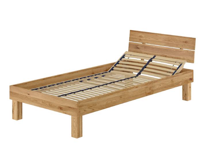 Breiteres Bettrahmen Bettgestell 100x200 cm Eiche Massiv geölt