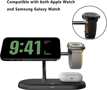 Inspire Picks PowerNest 3 in 1 Wireless Charging Stand Fast Charging Station For IPhone, Apple Watch & AirPods t256 black