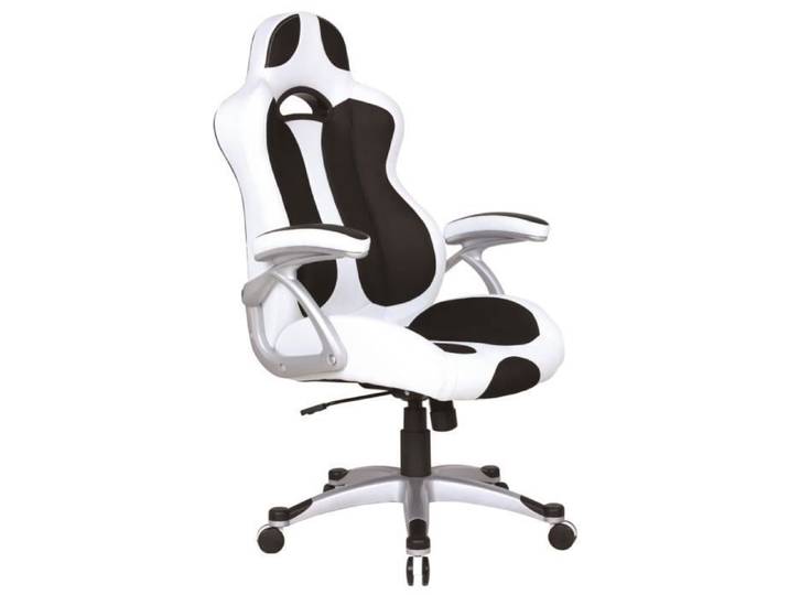 Fauteuil de bureau - Design - Blanc - Simili cuir - Réglable en hauteur - Accoudoirs