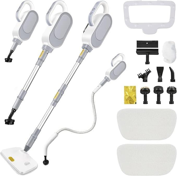 Multifunctionele handheld stoomreiniger 1500W met 9 accessoires, wit, 500 ml tank