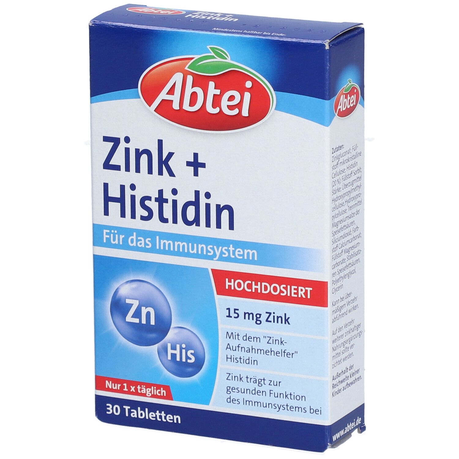 Abtei Zink+Histidin Tabletten Titandioxidfrei 30 St