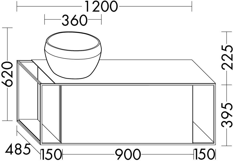 burgbad Junit Waschtischkombination mit Mineralguss-Waschtisch 120 cm Links