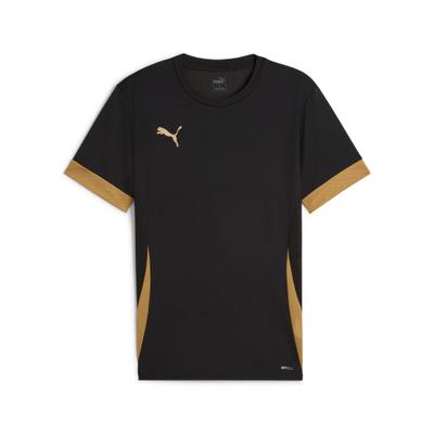 Fußballtrikot PUMA "TEAMGOAL MATCHDAY JERSEY", Herren, Gr. XXL, schwarz (puma schwarz, puma gold, matte gold), Interlock, Obermaterial: 100% Polyester, unifarben, regular fit normal, Rundhals, Trikots Fußballtrikot, Trikot, für Sportmode und...