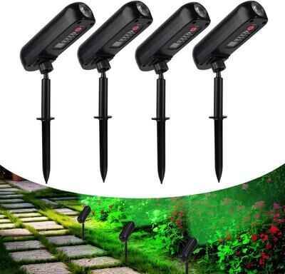 Uplifted Finds Professional Solar LED Outdoor Spotlight IP65 Green Garden Uplight For Trees, Pathways & Yard (4PCS Set) green