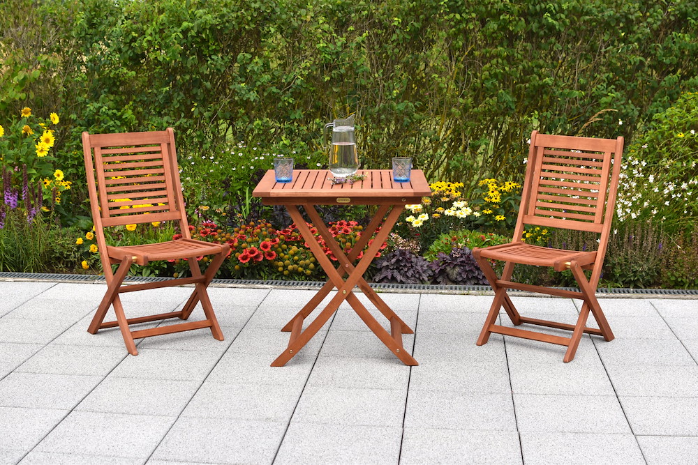 MERXXHANDELS Cordoba Set 3tlg 2 Stühle Klapptisch 70x70cm Eukalyptus 16946322