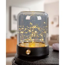Windlicht Brightshine Silber LED Glas 22cm