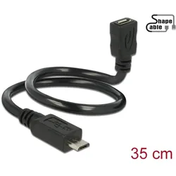 Delock Kabel USB 2.0 Micro-B Stecker > USB 2.0 Micro-B Buchse OTG ShapeCable 0,35 m