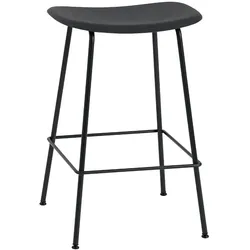 Muuto Fiber Barhocker ohne Rückenlehne, tube base, höhe 65 cm, schwarz / schwarz