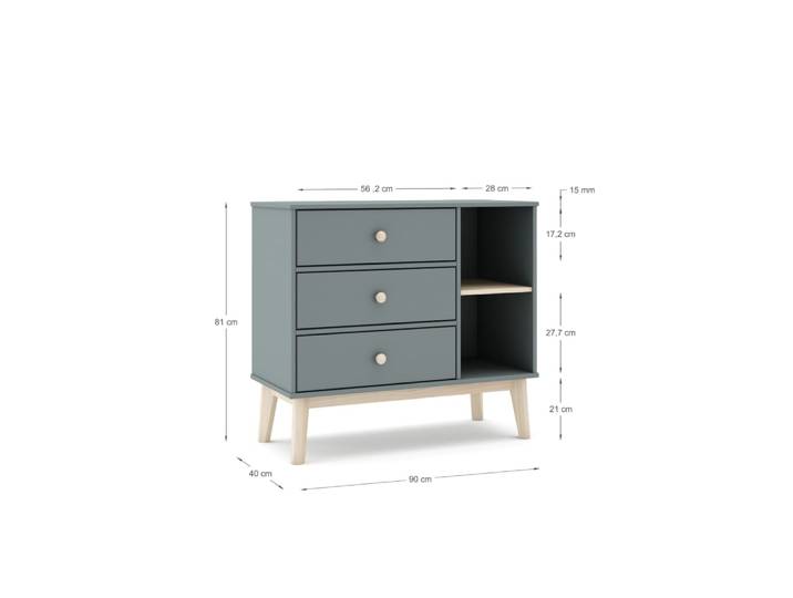 Buffet avec 3 tiroirs et 2 compartiments 90x81 cm