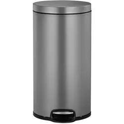 EKO Treteimer Serene Tretmülleimer platin 30 L mit gedämpftem Deckel und Inneneimer, stilvoller Mül, Abfalleimer, Silber
