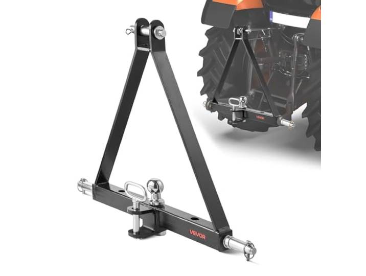VEVOR Attelage 3 Points avec Récepteur 5 cm\, Fixation Rapide 3 Points\, Capacité 2721 kg\, Adaptateur Barre de Remorquage Robuste pour Effectuer Travaux Agricoles pour Plupart Tracteurs à Attelage 5 cm