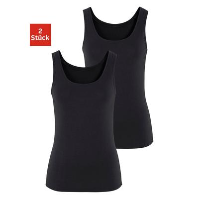 Tanktop VIVANCE "aus luftiger Baumwoll-Qualität", Damen, Gr. 40/42, schwarz, Single Jersey, Obermaterial: 95% Baumwolle, 5% Elasthan, unifarben, Basic, Basic, tiefer Rundhals, Tops Tanktop, aus elastischer Baumwoll-Qualität, Topseller