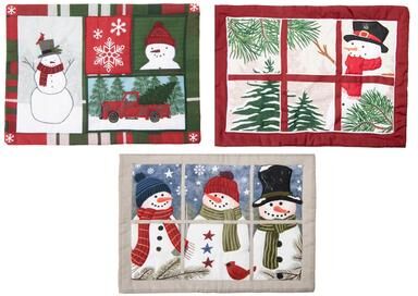 IH Casa Decor Quilted Style Christmas Placemat Snowman Assorted- Set of 2