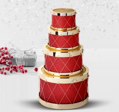 Regency International "5-11"" Plastic Glitter Drum Tablepiece Set of 4"