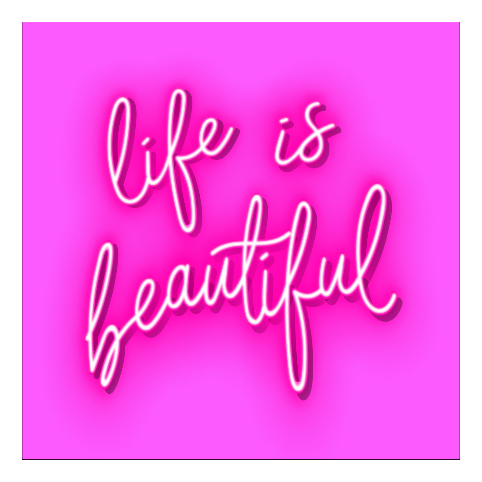 home24 Glazen afbeelding Life Is Beautiful floatglas roze B: 20 cm, H: 20 cm, D: 1 cm