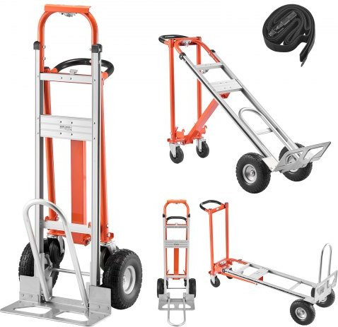 Vevor 4-in-1 transporttrolley van aluminiumlegering, zilver, 453,6 kg laadvermogen