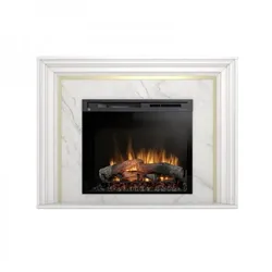 OutInFire LANINI – Freistehender elektrischer LED-Kamin, Mattweiß / Kristallmarmor, 28"