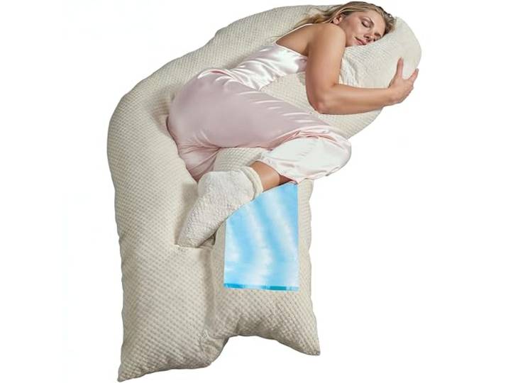 Traumreiter Seitenschläferkissen Visco XL, Memory Foam + Watte [Wendekissen] orthopädisch Schwangerschaftskissen zum Schlafen, Stillkissen Kissen, Komfortkissen mit Bezug Leinen farbig