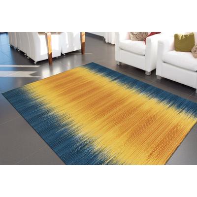 Teppich ARTE ESPINA "Sunset 8070", bunt (gelb, blau), B:120cm H:12mm L:180cm, Wolle, Teppiche, Teppich, Handgemachter Wollteppich mit Wohlfühlcharakter