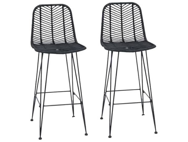POUFGDR Barstuhl, 2-teilig, Schwarz, 44 x 52 x 111 cm, Rattan und Eisen Einfache Reinigung mit feuchtem Tuch, vermeiden Sie aggressive Produkte, einfache Pflege, schicker Eisenrahmen