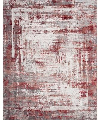 KALATY Updated Traditional Red Power Loom Viscose & Acrylic Area Rug
