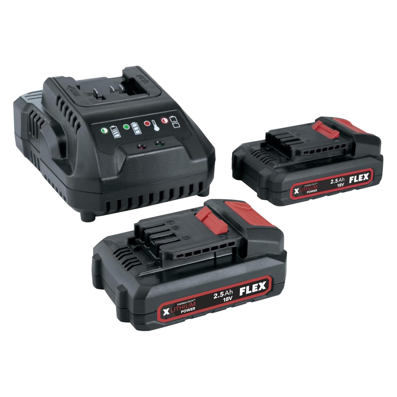 Flex-Tools Zubehör 532740 P-Set 22 Q Akku-Set 18V 2,5Ah - 2 x AP18.0/2.5 Akku + 18-Volt-Ladegerät (18 V) (532740)