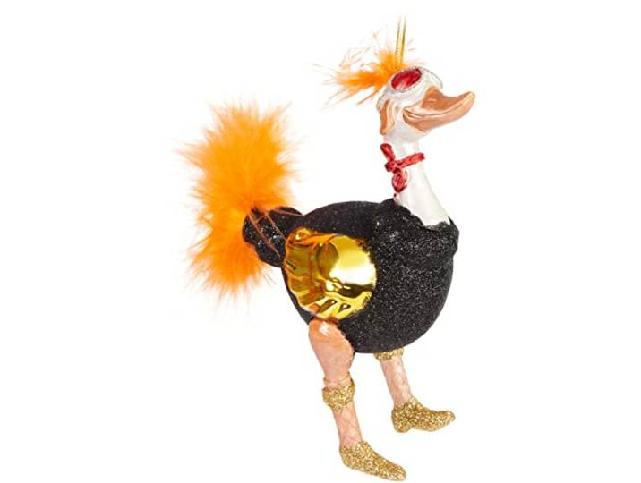 BRUBAKER Handgeschilderde Glazen Kerstbal - Grappig Motief - Handgeblazen Kerstboom Decoratie Figurines Grappige Deco Hanger - Boombal Kerstbal Kerst Decoratie - Struisvogel