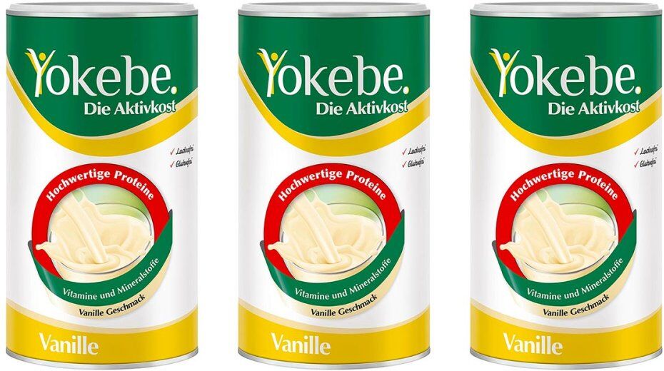 Yokebe Vanille - Diätshake zur Gewichtsabnahme - mit Protein 3x500g