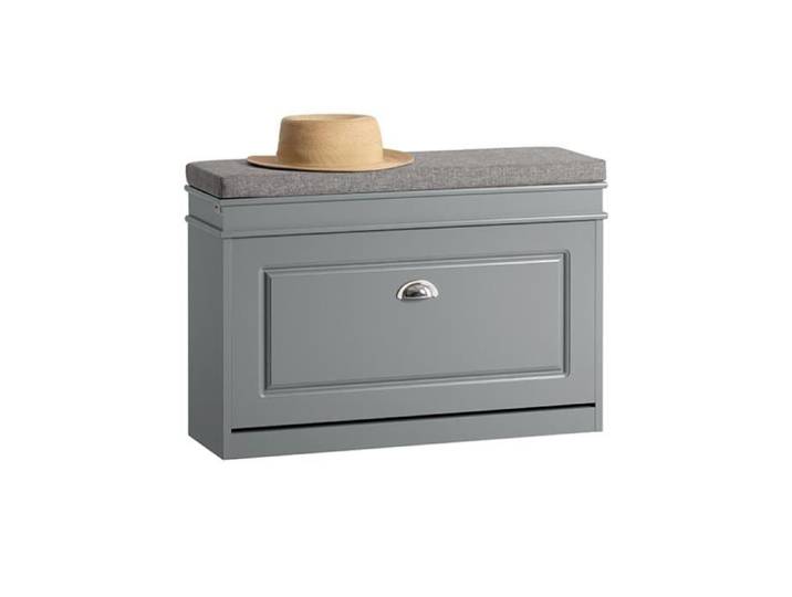 SoBuy Banc à Chaussures avec Coussin et Abattant Meuble de Rangement pour Entrée 75x24x51 cm Gris FSR82-L-HG