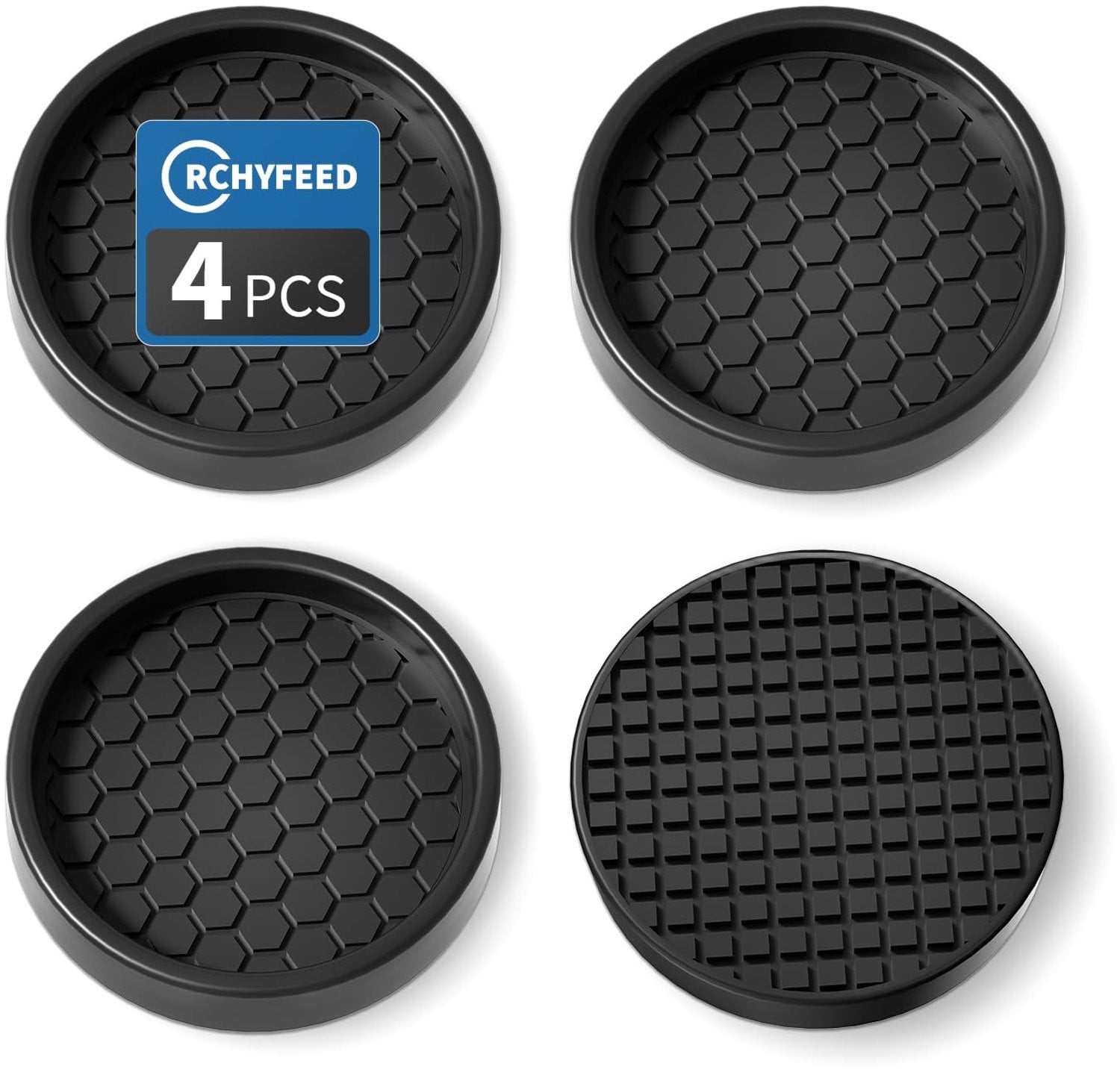 Meubels Caster Cups Set van 4 Ronde Meubelonderzetters Antislip - Zwart