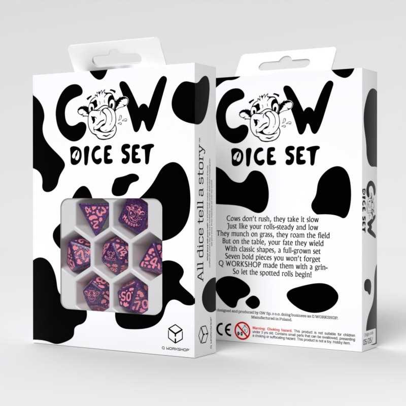 Cow Dice Set: RaMOOna by Q-Workshop - Purple - Tabletop Gaming