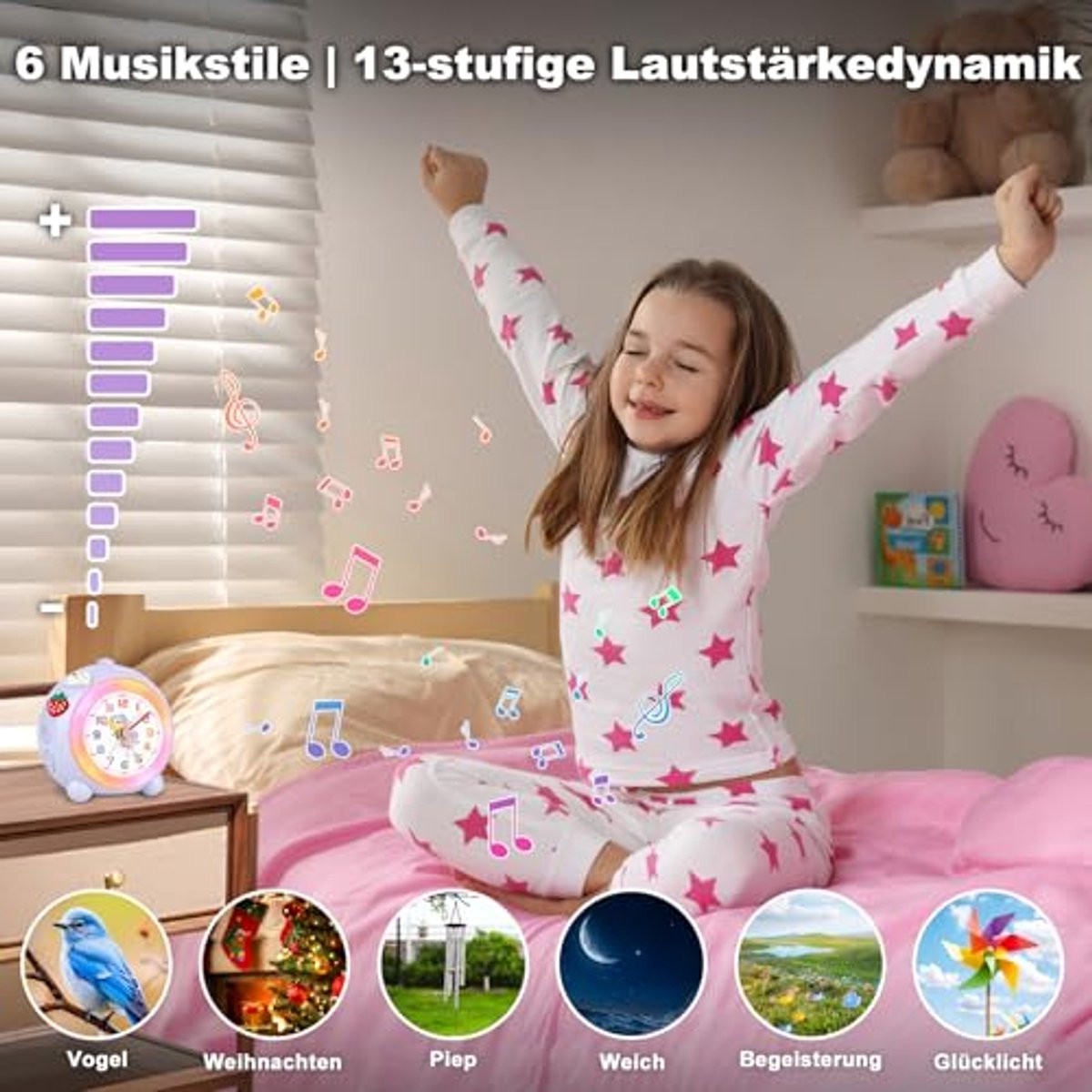 Analoge Kinderwekker met Eenhoorn Design - Lichtpaars