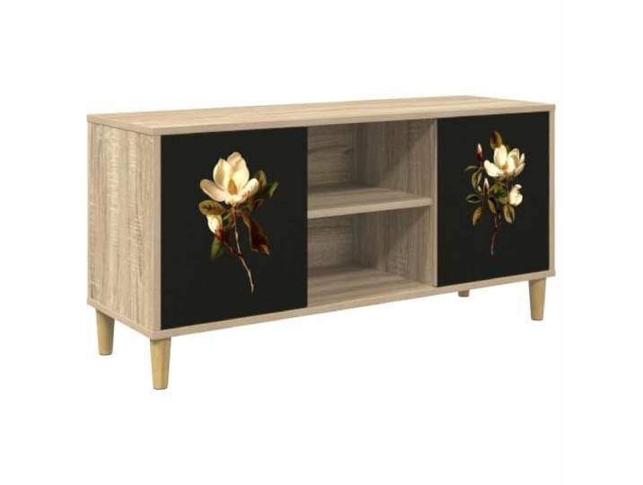 HAQWRDQSG TV-Schrank Lowboard BREMEN 102x33x50 cm Sonoma Vielseitiges Fernsehmöbel für Wohnzimmer und Gästezimmer mit zwei Türen, Einlegeboden und dekorativer Frontgestaltung.