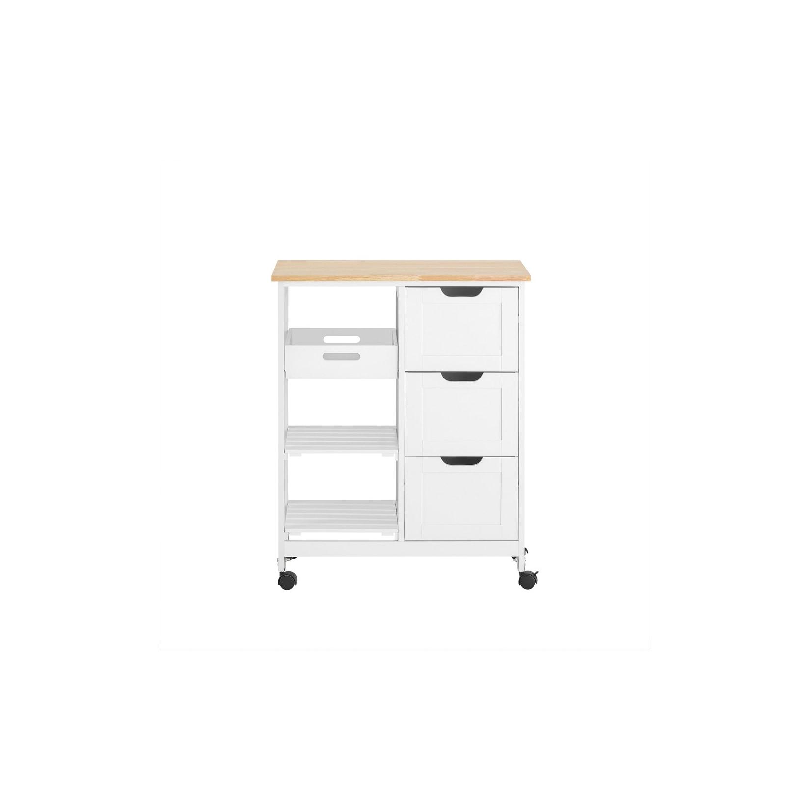 SoBuy Küchenwagen mit 3 Schubladen Weiß 67x37x85cm Funktional