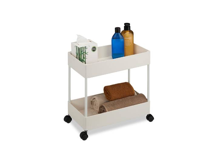 Küchenwagen RELAXDAYS 39.5 x 38 x 21,5 cm , weiss (weiß), B:39,5cm H:38cm T:21,5cm, Edelstahl, Kunststoff, Rollwagen, Küchenwagen