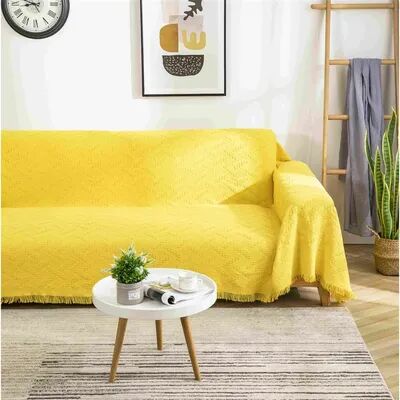 Shop Station Nordic Cotton Throw Blanket With Tassels Soft Sofa Throw Blanket For Home, Travel & Outdoor Adventures yellow 35.43 35.43 In