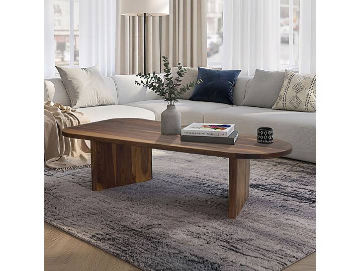 Massiver Couchtisch Halbar 120 x 32 x 60cm Braun