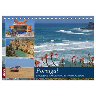 Portugal - Die Algarve vom Cabo de Sao Vicente bis Tavira (Tischkalender 2026 DIN A5 quer), CALVENDO Monatskalender