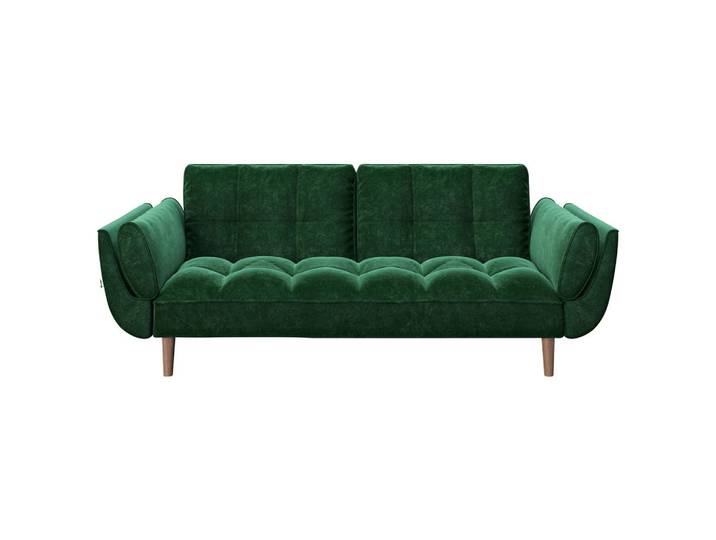 Playboy Schlafsofa Playboy, Grün, Holz, Walnuss, Vintage, 215x81.5x84.5 cm, Wohnzimmer, Sofas & Couches, Schlafsofas, Sonstige Schlafsofas