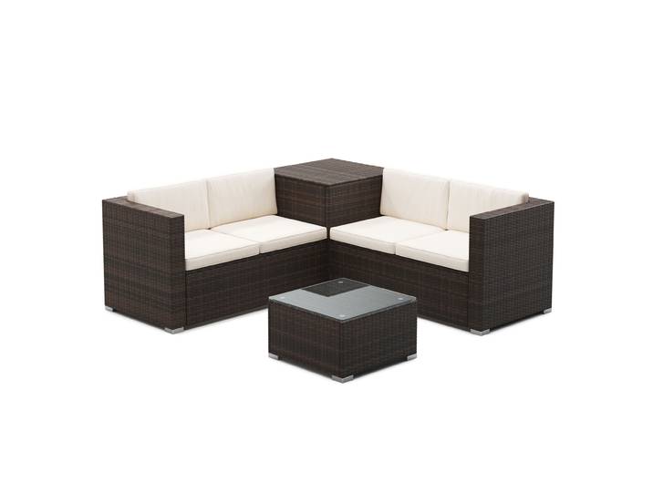 Rattanlounge SAN MARINO dunkelbraun/beige
