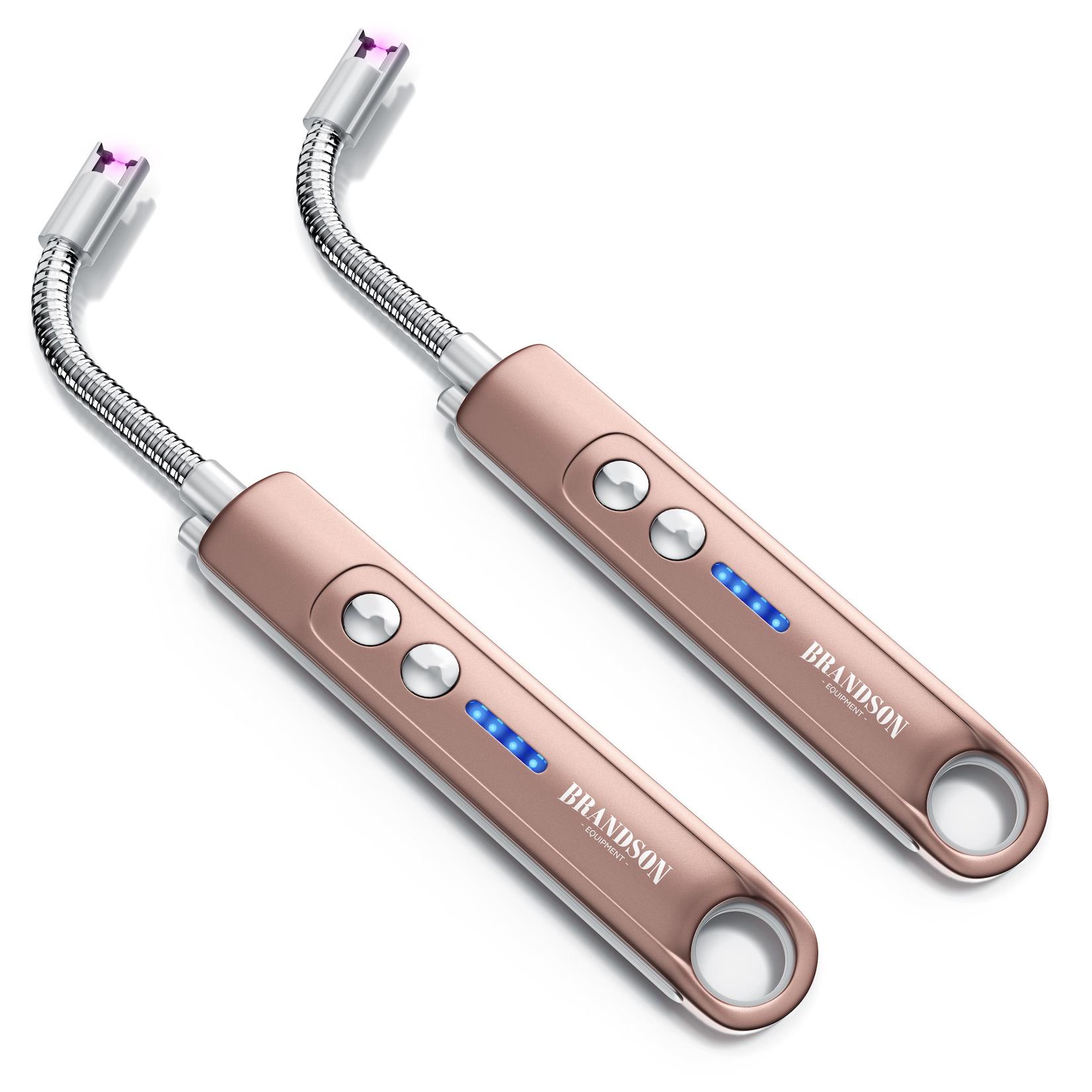 Brandson 2x Feuerzeug elektrisch, Lichtbogen Stabfeuerzeug USB aufladbar, Kerzenanzünder für Küche, Kerzen, Gasherde, Grill, Kamin