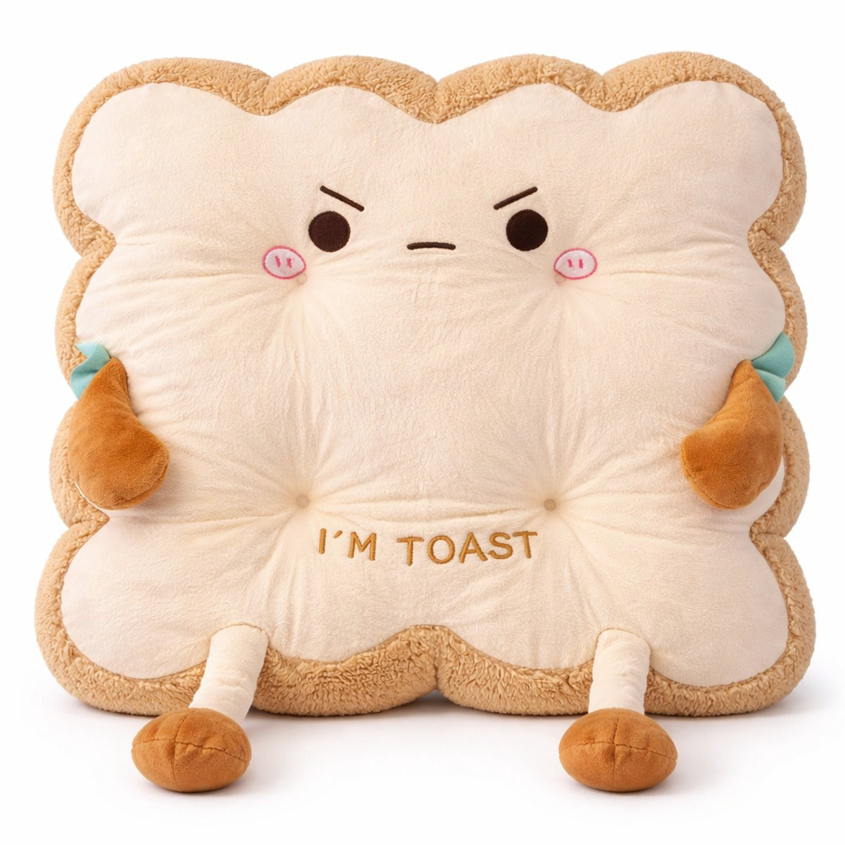Kahil Toast Kussen Boos Gezicht - Zacht Cartoon Sierkussen voor Bank, Bed of Auto - 35 cm