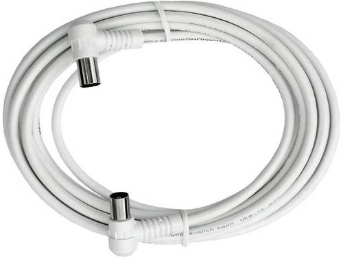 Axing Antennen Anschlusskabel [1x Antennenstecker 75Ω - 1x Antennenbuchse 75 Ω] 5.00m 85 dB Weiß