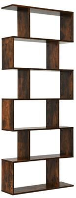 Costway 6 Tier S-Shaped Bookshelf Storage Display Bookcase Decor Z-Shelf -Coffee