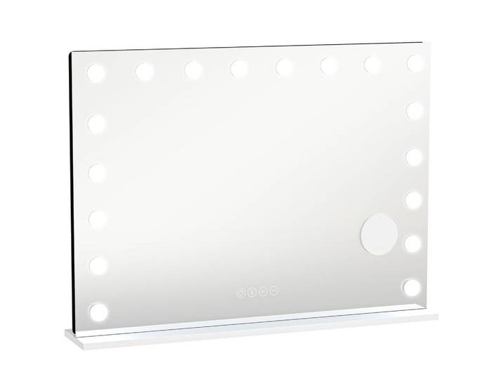 Homcom Hollywood-Spiegel Glas Weiß, 80x60x14 cm, Spiegel, Schminkspiegel