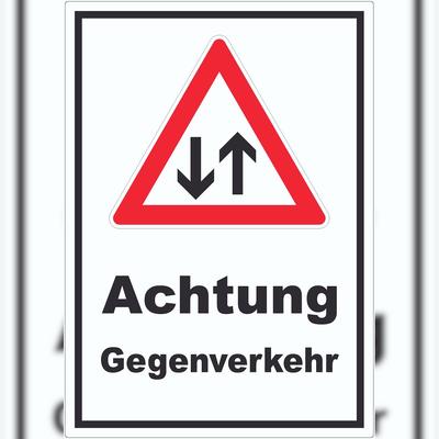 HB-Druck Aufkleber Achtung Gegenverkehr A1 (594x841mm)