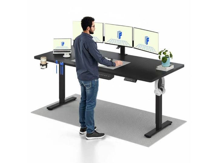 FlexiSpot Bureau Assis Debout Électrique 200x80cm Bureau Réglable Table d'ordinateur avec Crochet Fonction Mémoire Noir