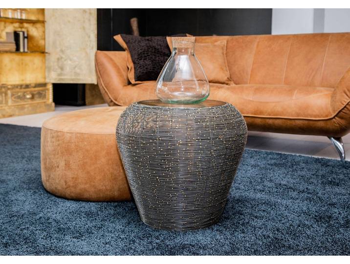 Beistelltisch GUTMANN FACTORY Coffee, Couchtisch, rund Ø 51 cm , silber (silberfarben antik, silberfarben antik, messingfarben), B:51cm H:47cm T:51cm, Tische, Beistelltisch, Exklusiver Beistelltisch mit fein gearbeiteten goldfarbenen Details